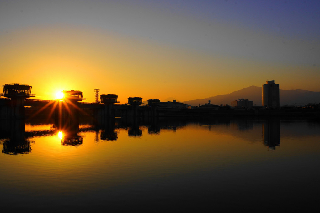 SUN SET!(1/20):相模川大堰