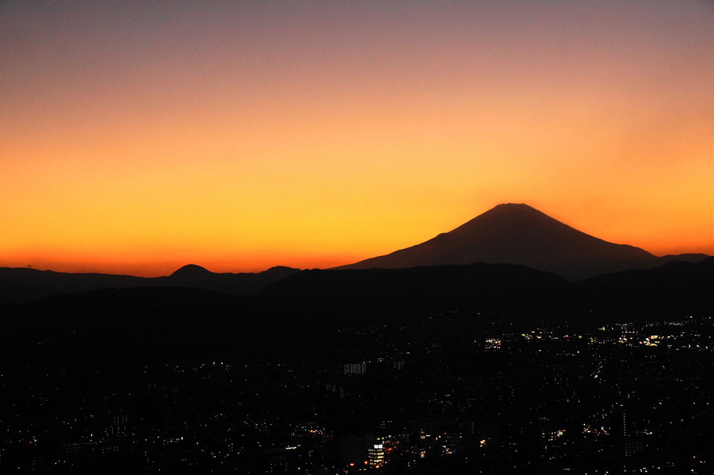 夕景：秦野市街