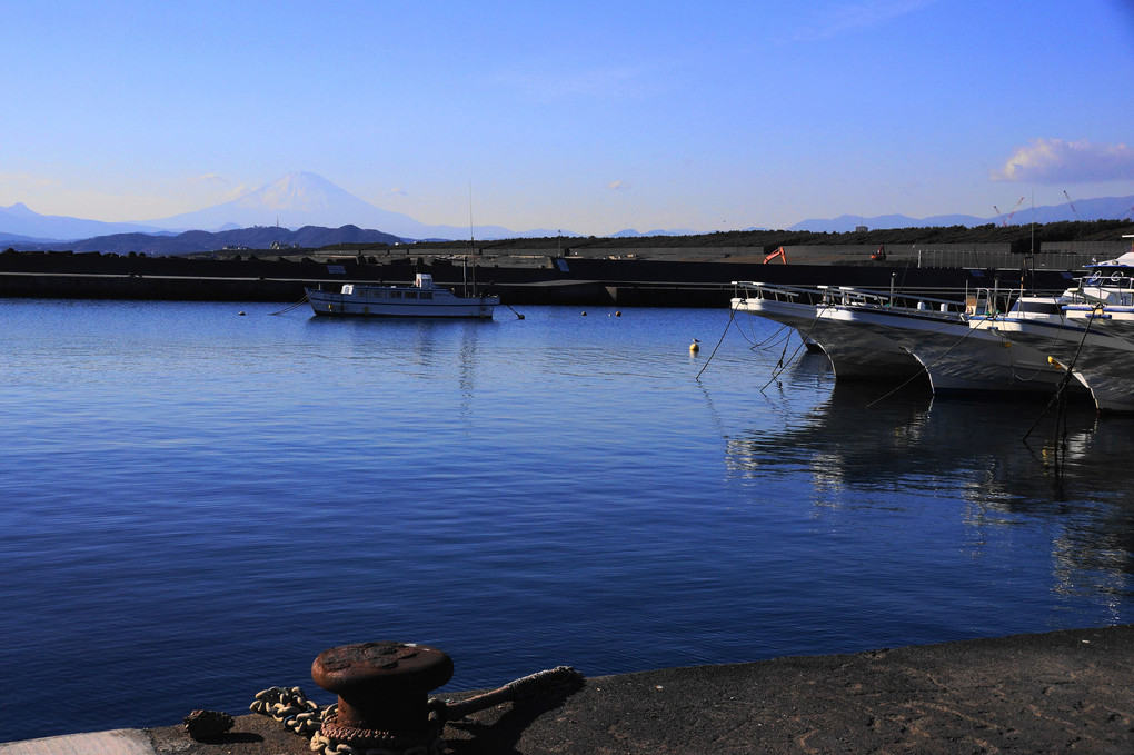 漁港からの富士！