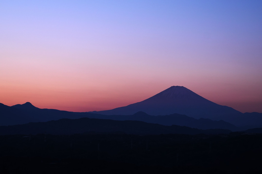冬夕焼の富士
