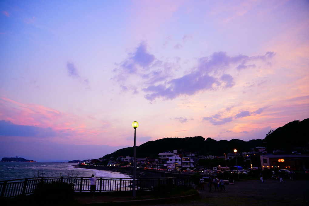エーデル撮影隊、稲村ケ崎から夕景を撮る