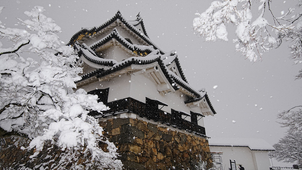 彦根城　天守　雪景色