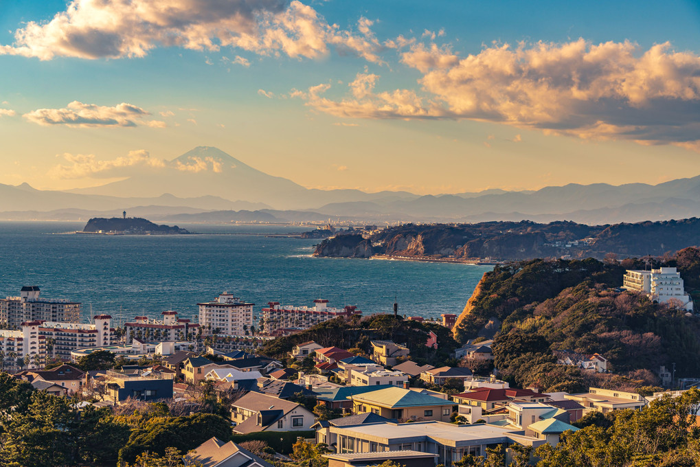 披露山の街並みと富士山