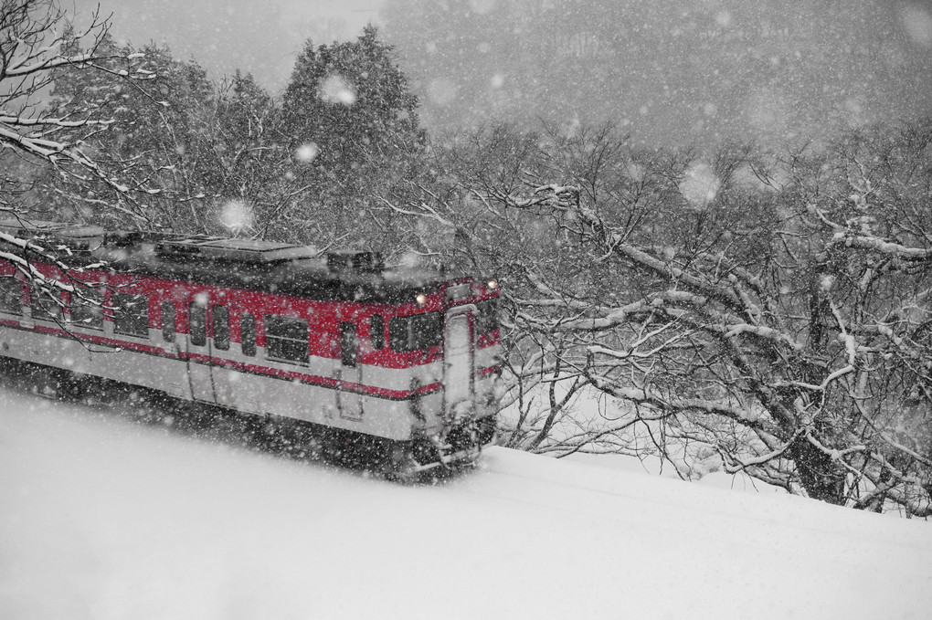 Snow and Red Line
