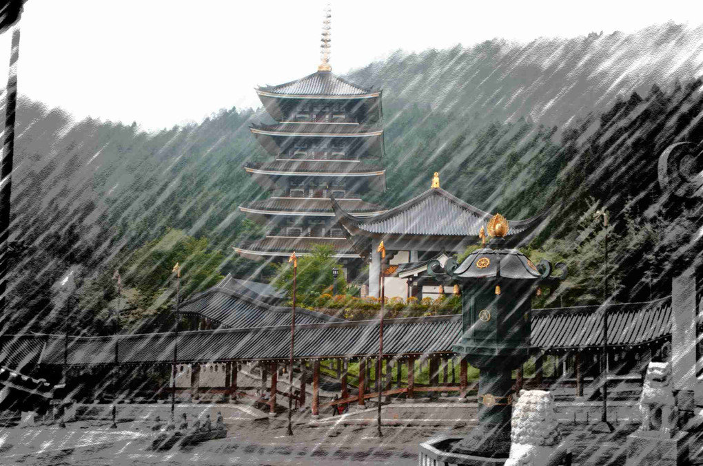 雨中の、越前清大寺、雨も又、良かったな～～蔵出しです。