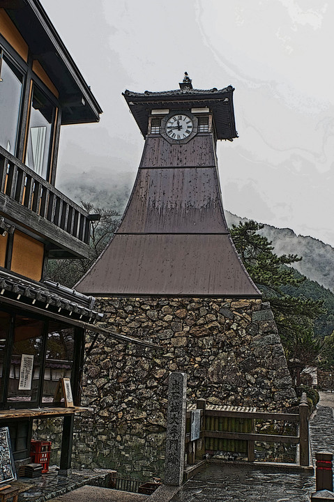 兵庫県、出石、辰鼓楼風情があってええ町やな～～雨だったのが残念。