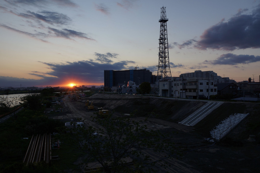 多摩川の夕陽