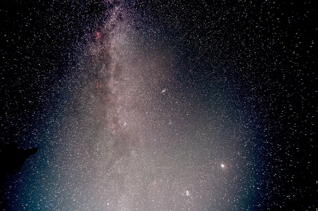 ペルセウス座流星とアンドロメダ大星雲、すばる