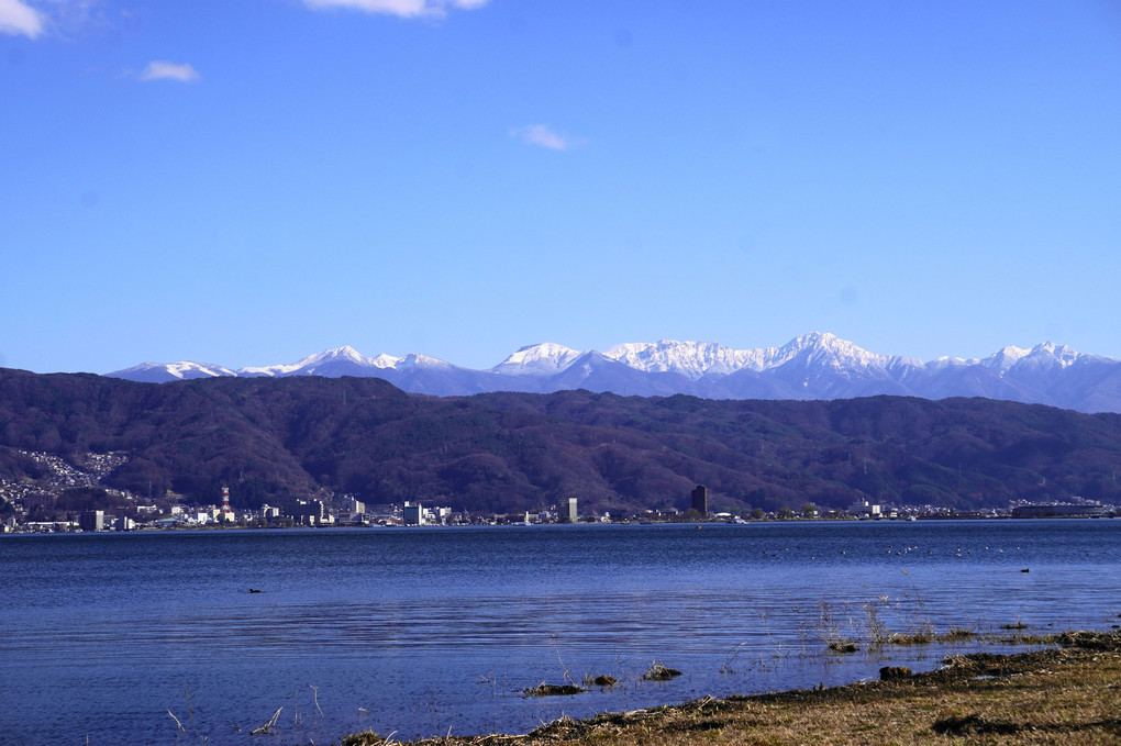 諏訪湖から八ケ岳の峰々