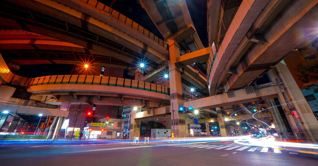 ～箱崎ジャンクションと光跡夜景～