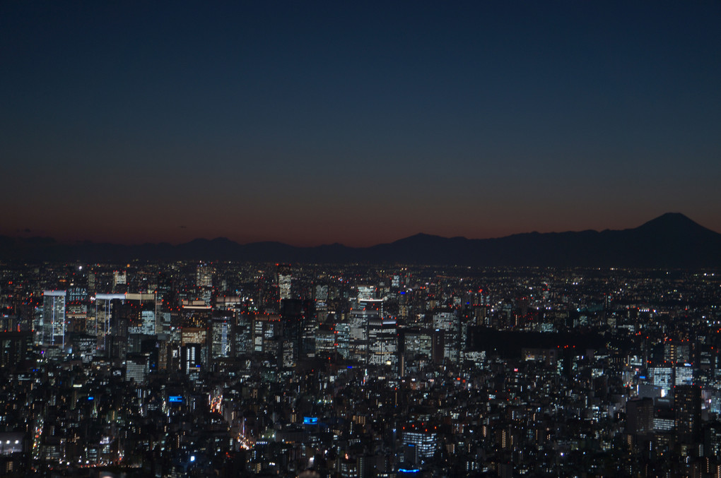 富士山　夜景　夕景