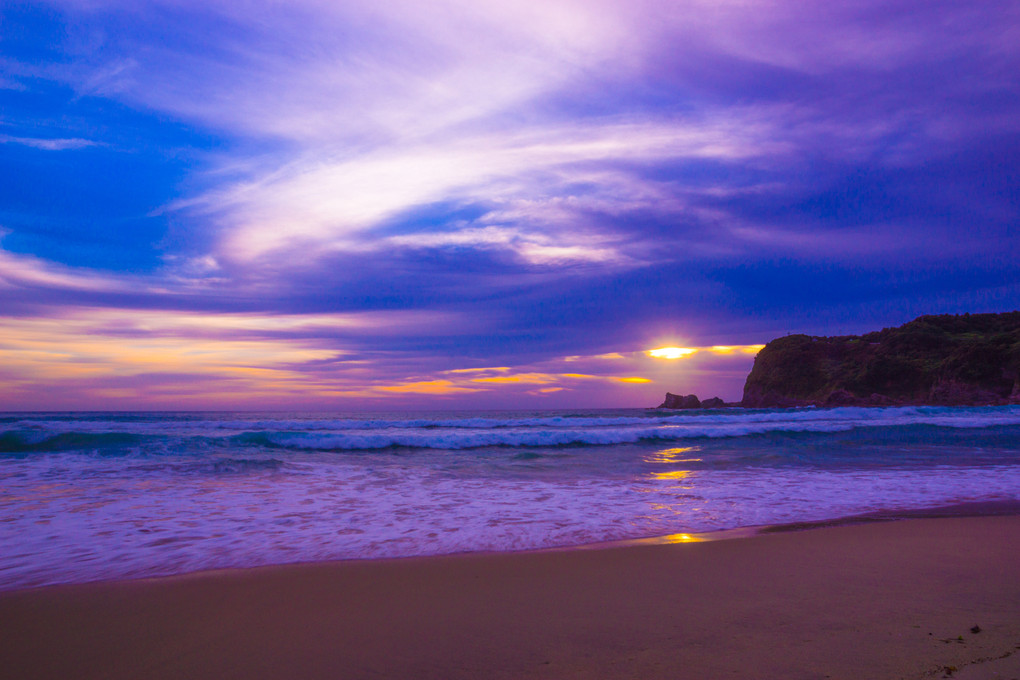 砂浜の夕景