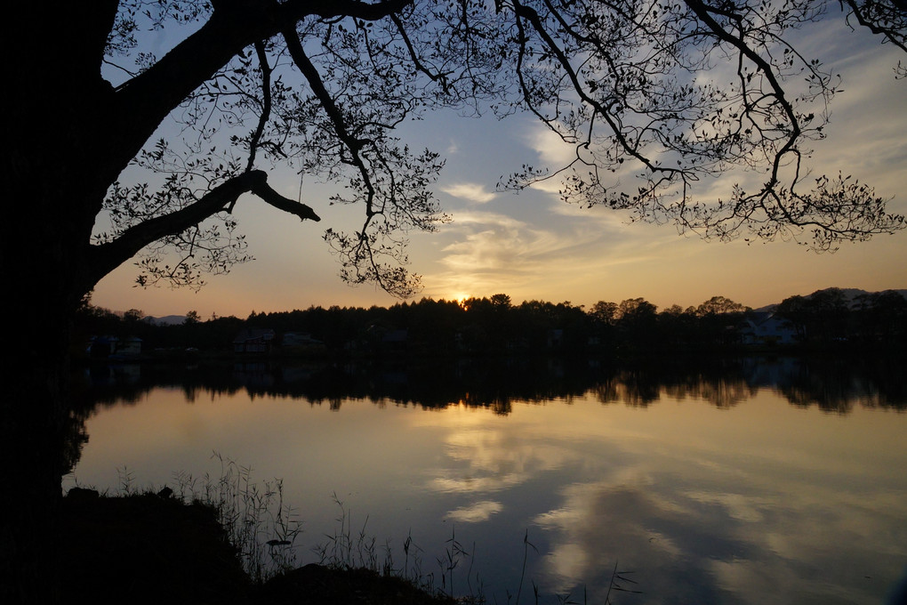曽原湖の夕景