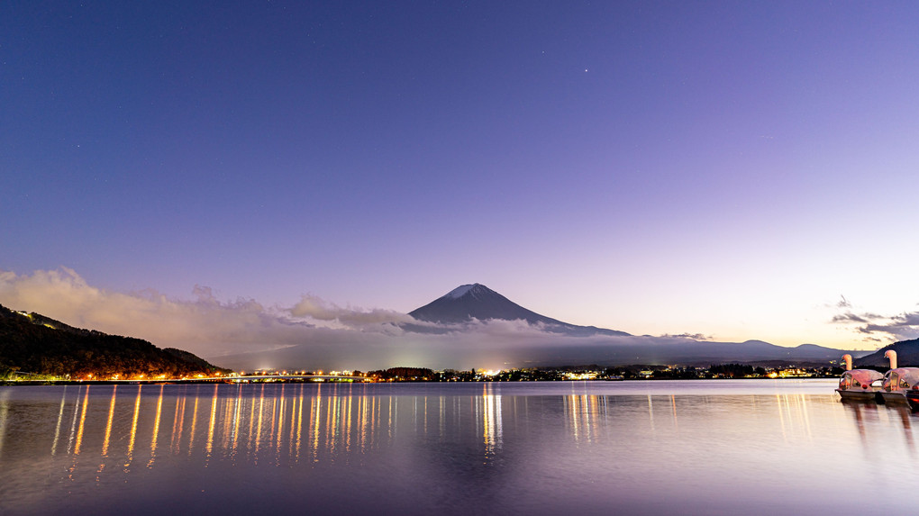 夕暮れ迫る富士