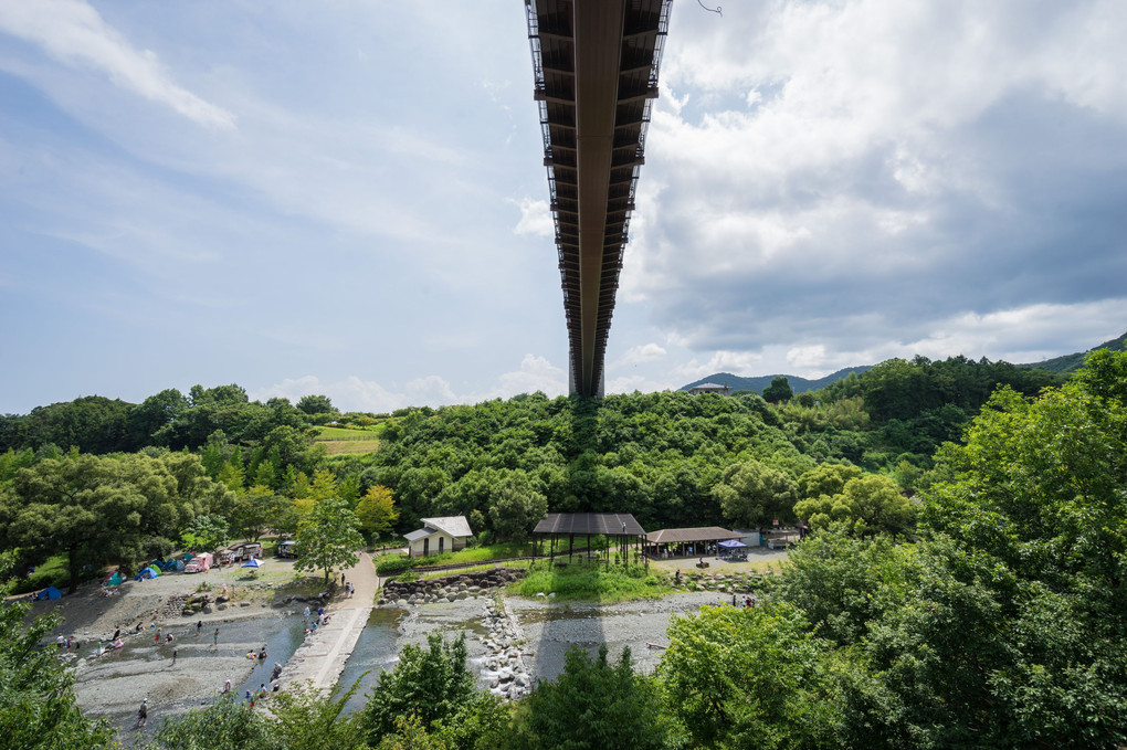 涼を求めて川遊び