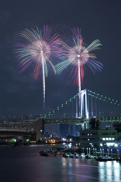 レインボーブリッジに上がる七色花火～東京湾大華火祭2015～