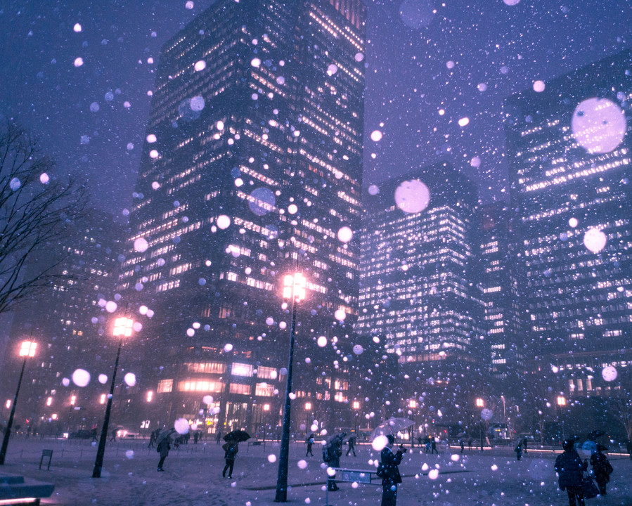 Lights in the snow