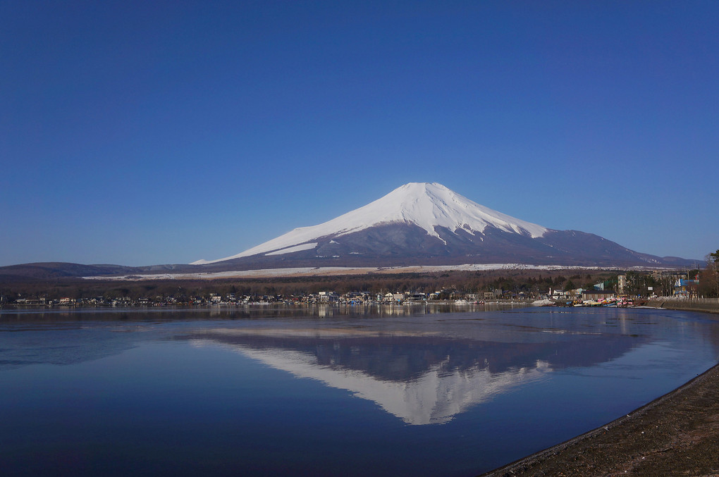 湖面に写る富士山