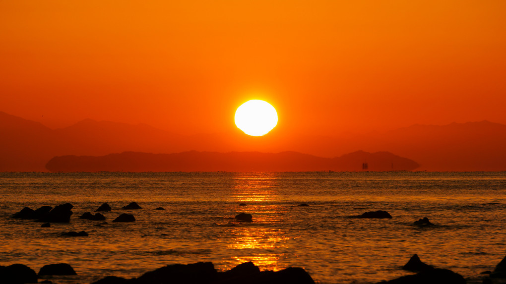 紀淡海峡の夕陽