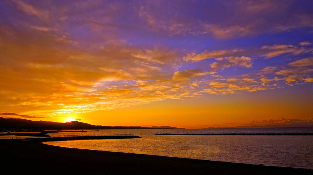 陸奥湾の夕景・初秋