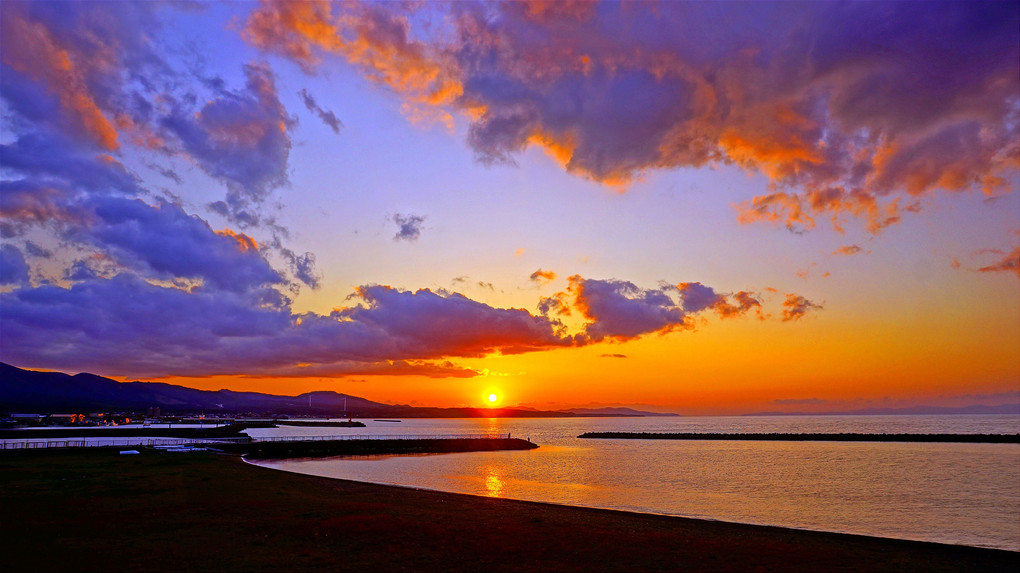 陸奥湾の夕景・春5