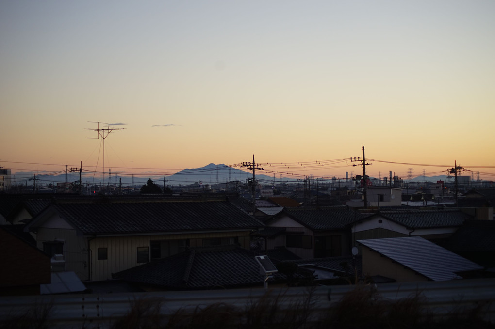 元日の富士山と関宿城
