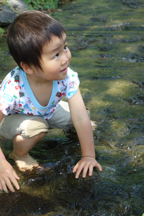 今年初の水遊び