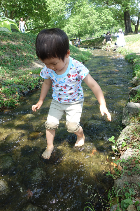 今年初の水遊び