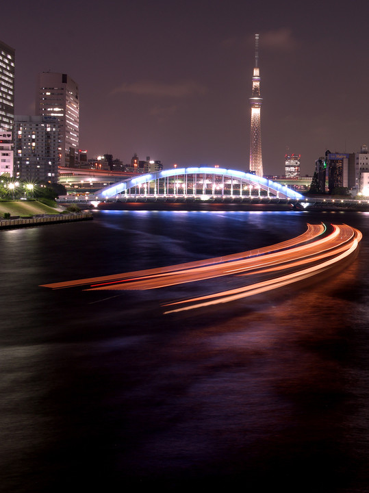 永代橋、東京スカイツリーを望む