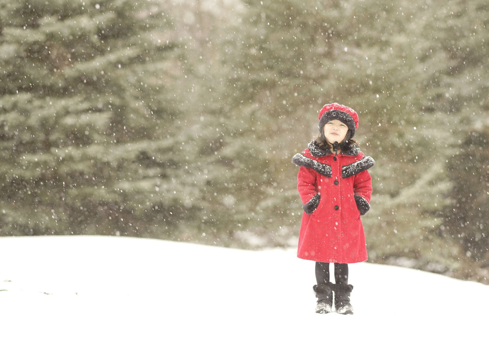 a classic girl in the snow