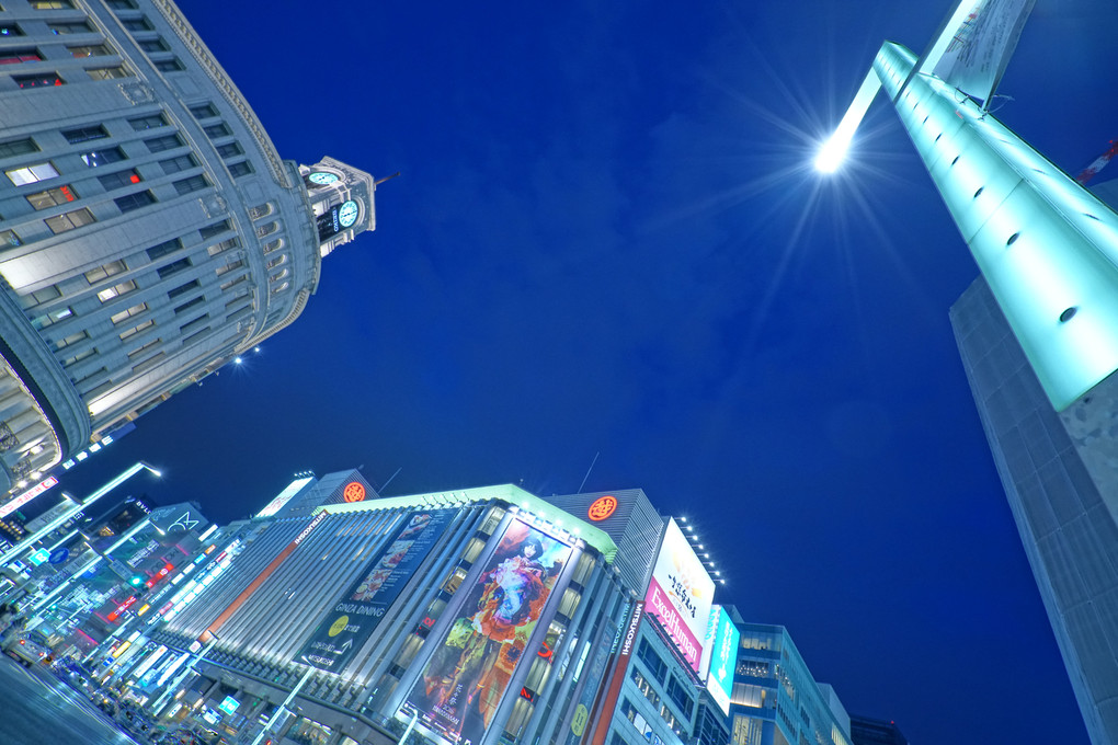 偽装の月～α体験会　銀座の夜景スナップ