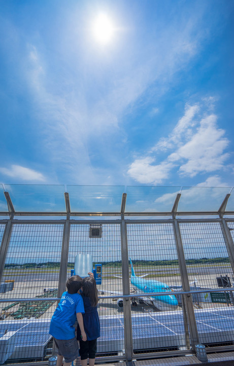 blue sky above the airport