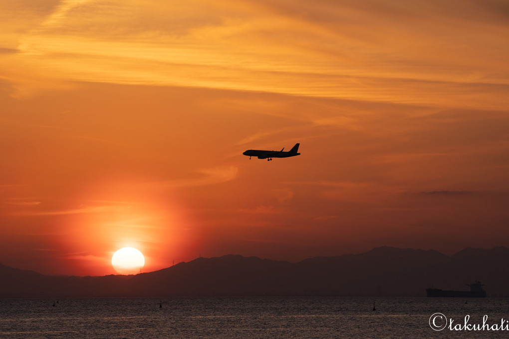 夕陽×飛行機×ブラスト