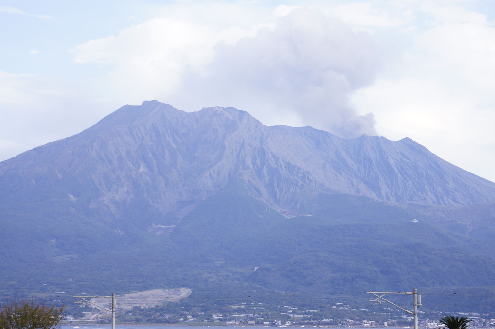 桜島を望む街