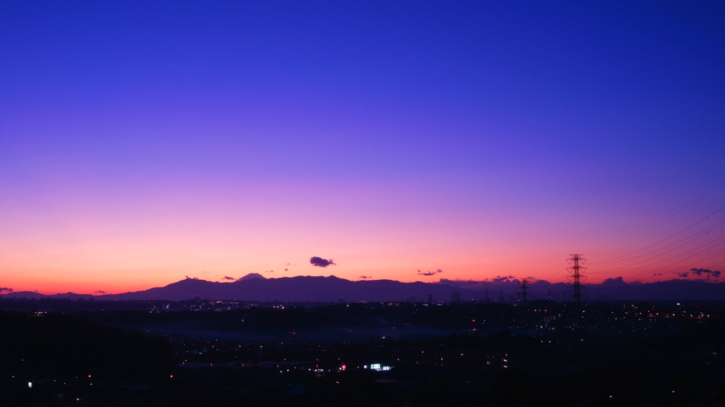 夕焼けの富士見