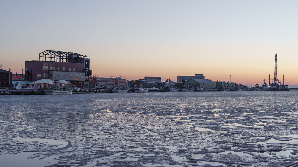 凍る港