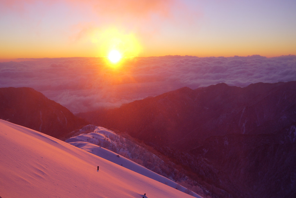 New Year Dawn and Twilight at North Alps