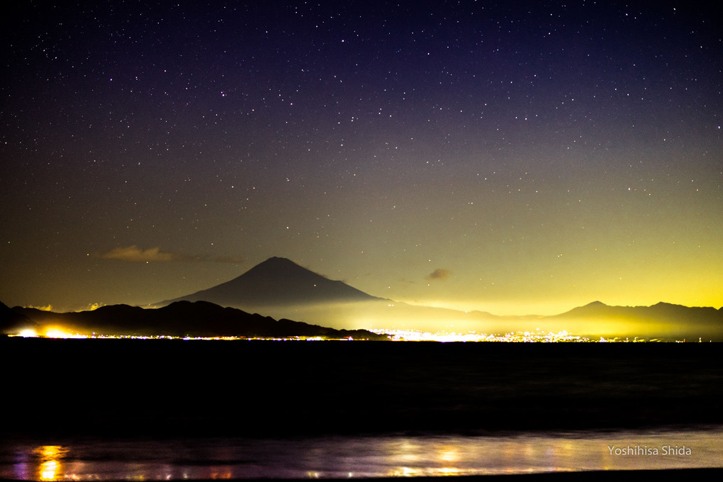 三保海岸からの星富士