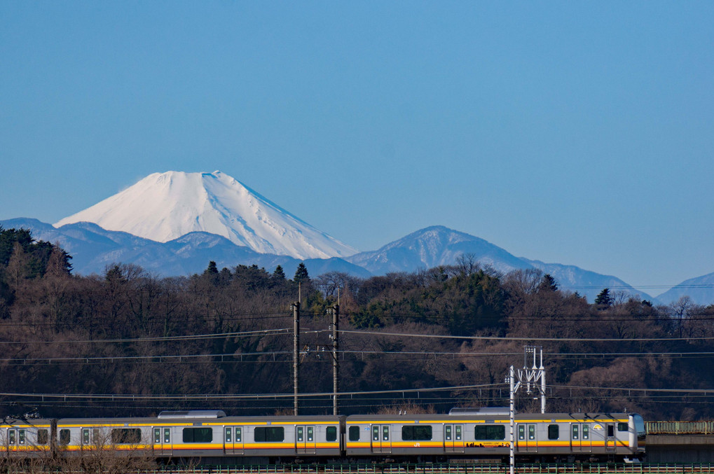 富士山を　背にして快走　南武線