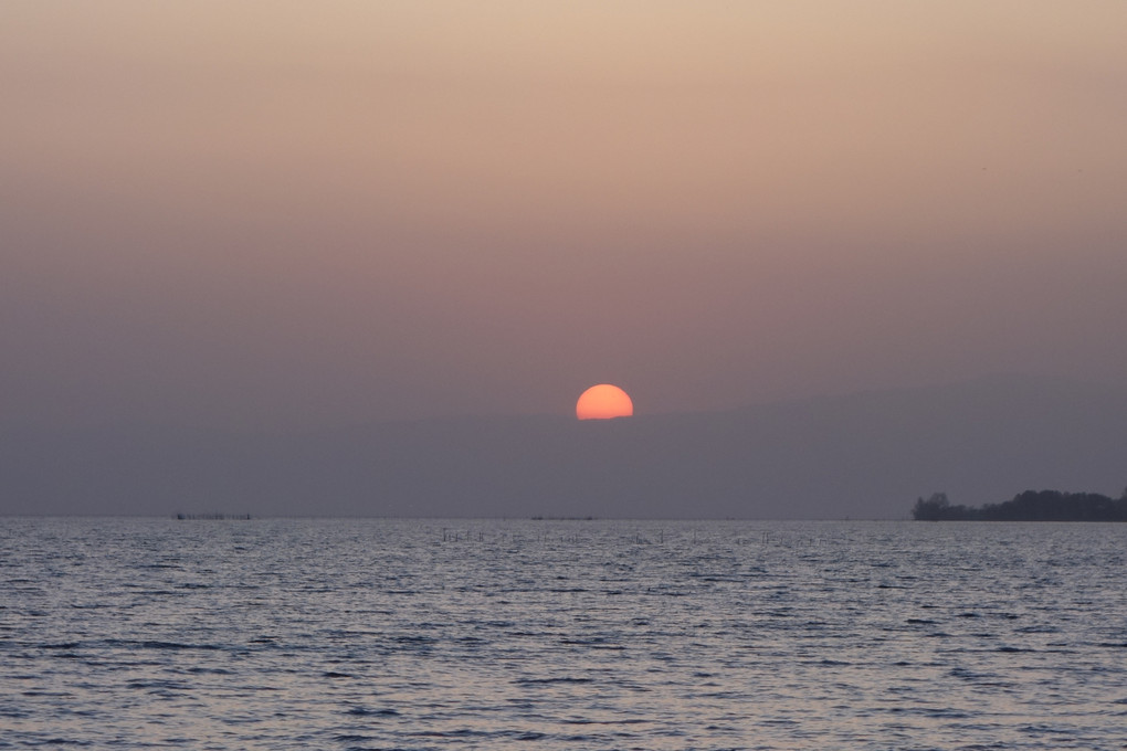 長浜港から見る夕日