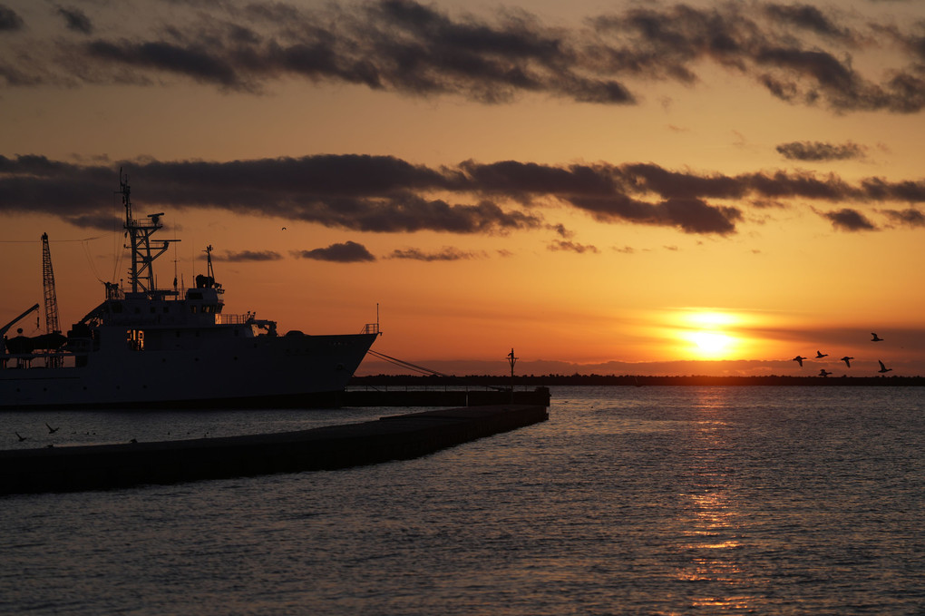 釧路港の夕日