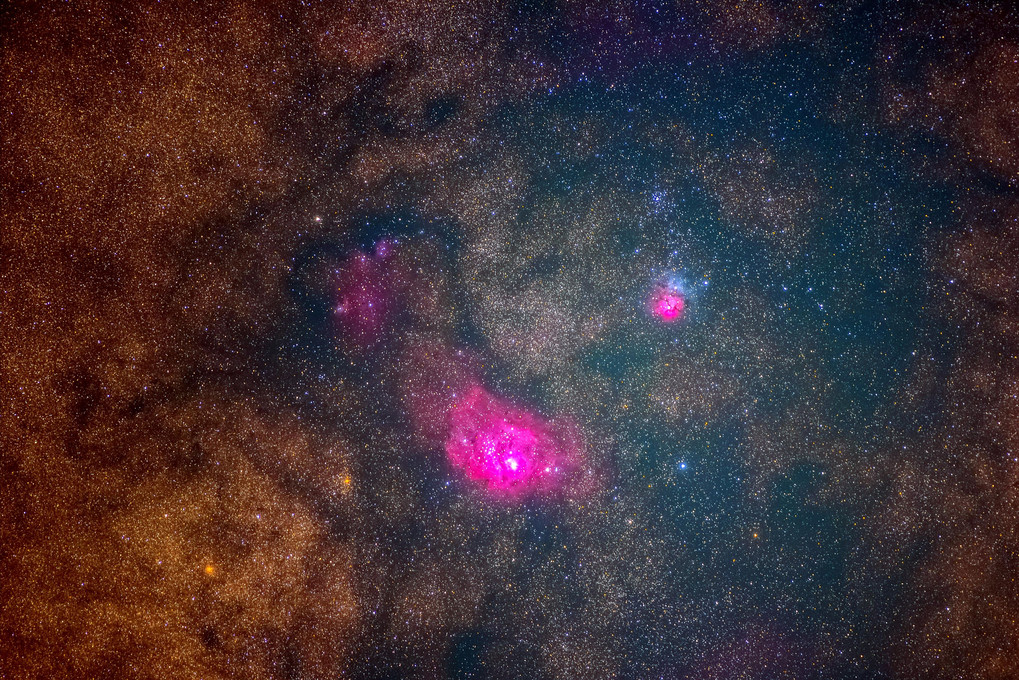 干潟星雲と三裂星雲（M8とM20）