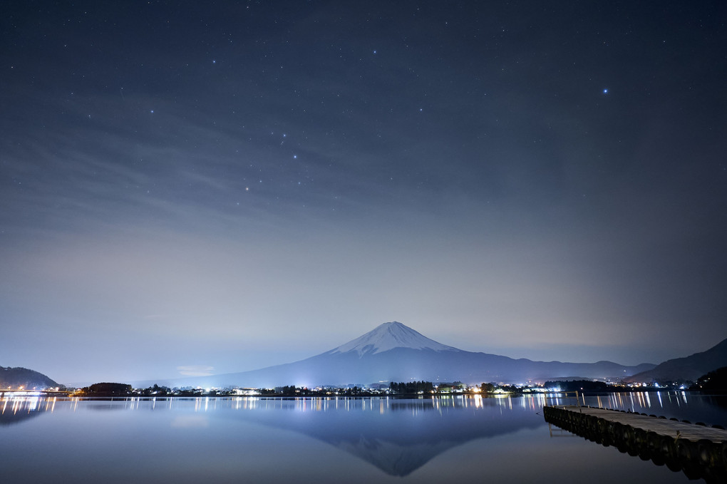 河口湖に映る富士