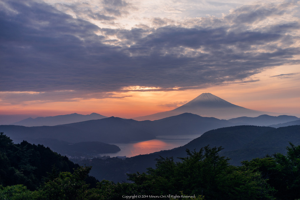 大観山から見る夕景富士