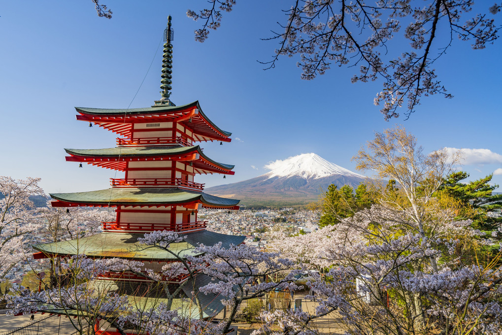 富士と桜と忠霊塔