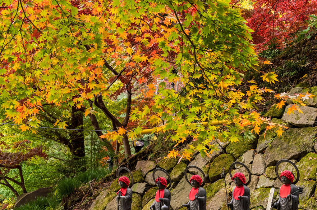 地蔵と紅葉　