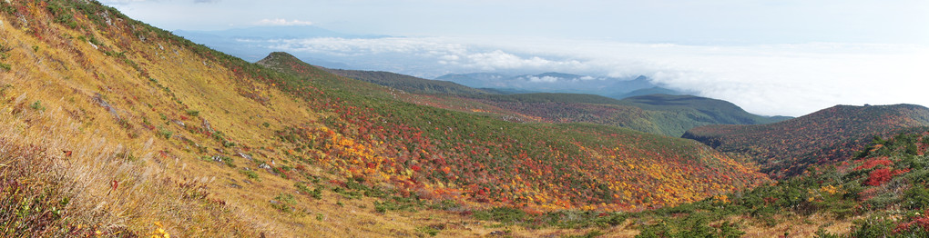紅葉に染まる安達太良山