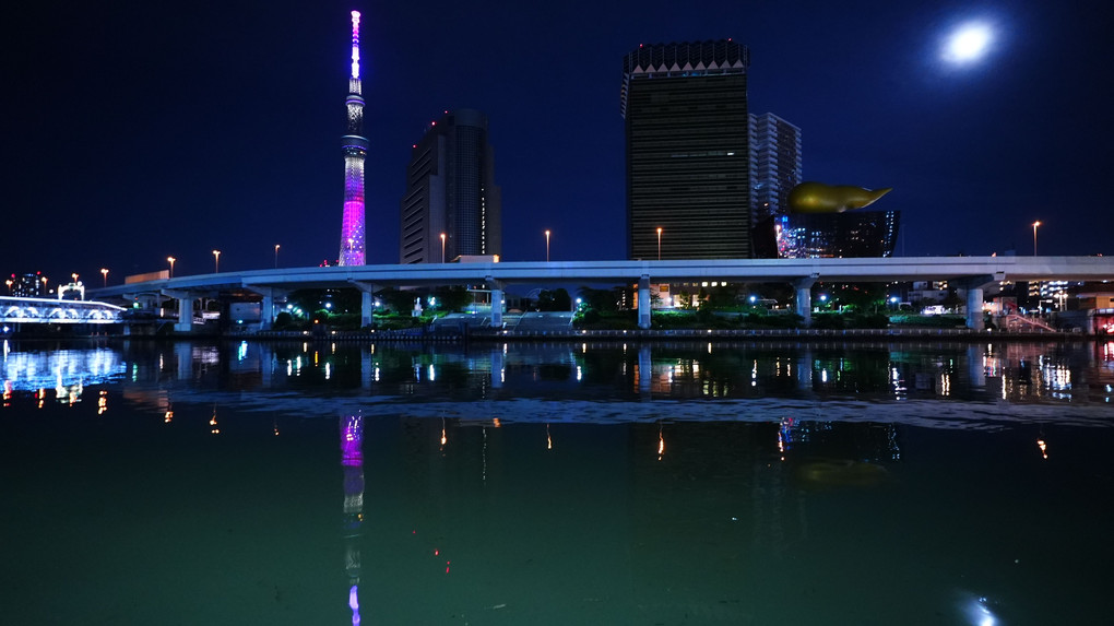 東京スカイツリーの水面反射は、ストロベリームーン対応?