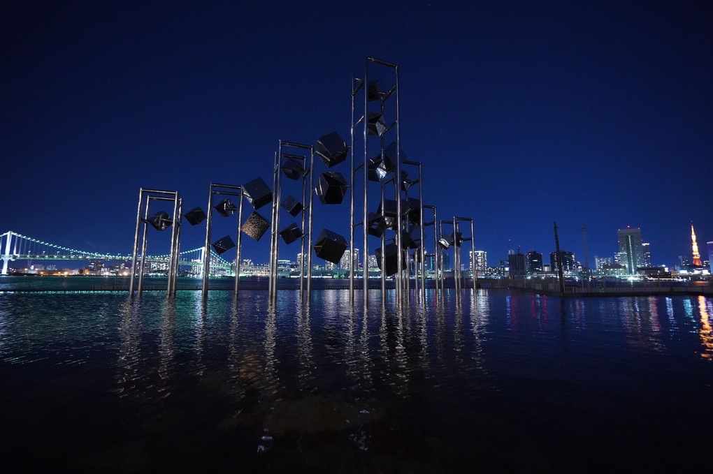 晴海埠頭/マジックアワー帯に感動:レインボーブリッジ・東京タワーコラボ