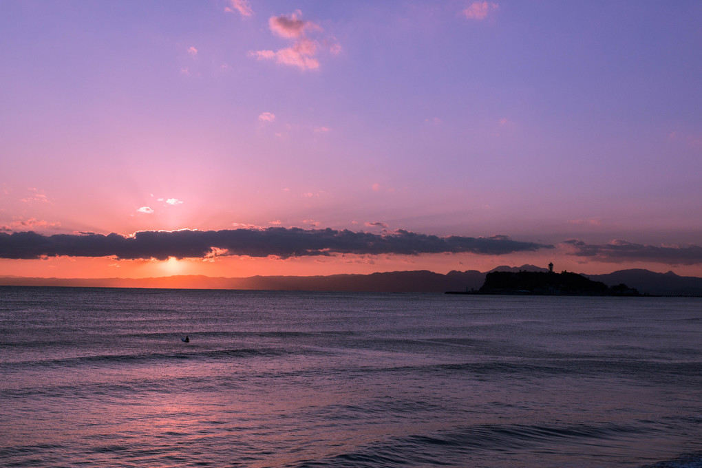 夕日と江の島